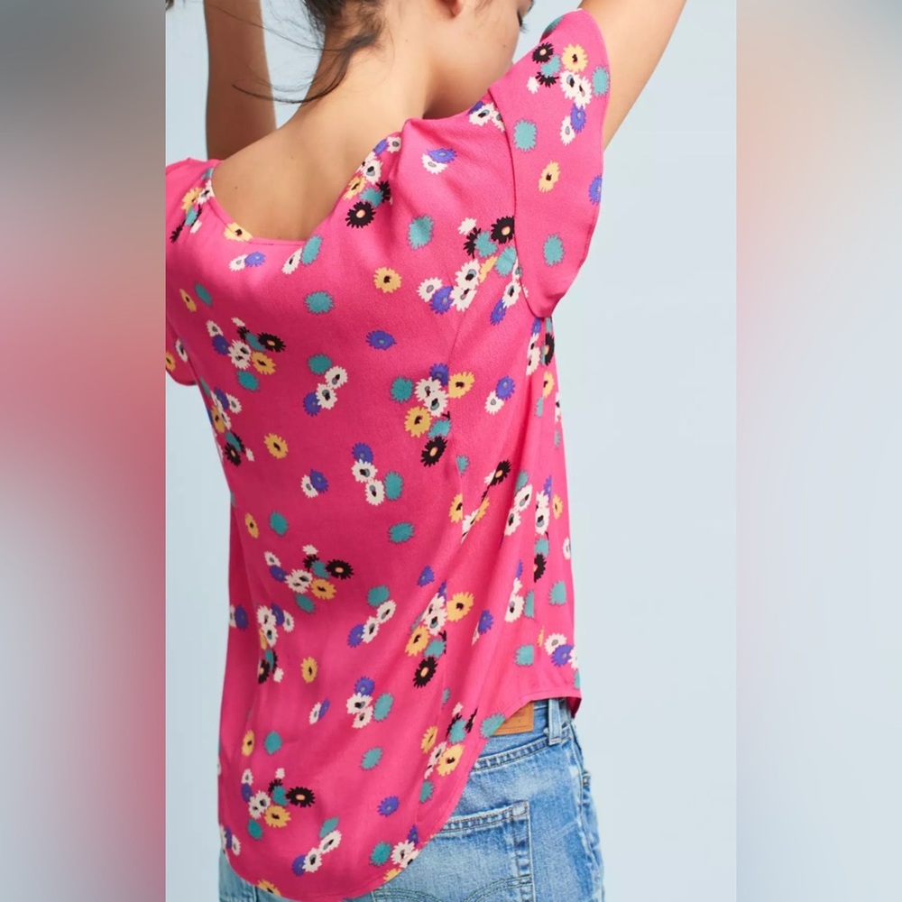 Anthropologie Maeve Pink Floral Top
